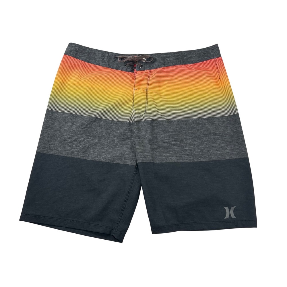 Hurley Mens Sunset Stripe Board‎ Shorts Grey Orange Yellow MBS0009640 Size 32